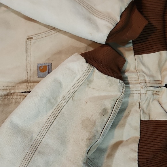 Vintage Faded Brown Hooded Carhartt Zip Front Chore Jacket - Picture 3 of 10